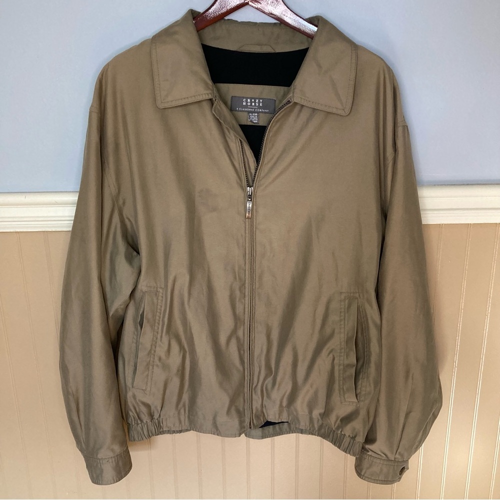 Crazy Horse by Liz Claiborne Bomber Golf Jacket Men’s XL Khaki Tan Beige